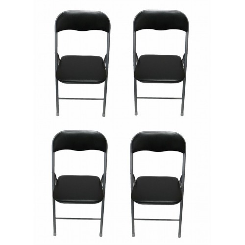 Chaises de bureau pliantes noire structure grise - Lot de 4