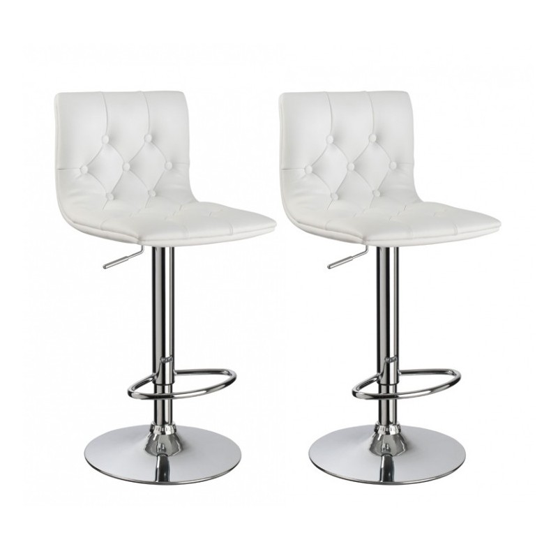 Tabouret de bar Marlone Blanc façon cuir - Lot de 2