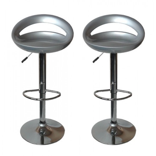 Tabouret de bar Snack Gris - Lot de 2