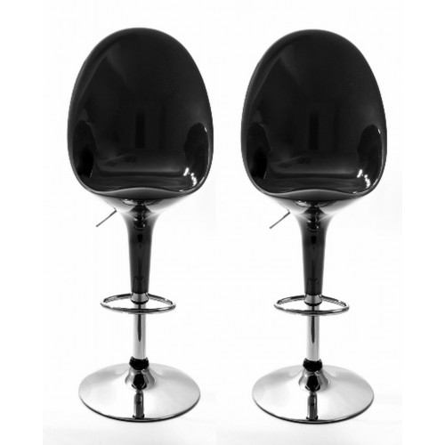 Chaise de bar Egg noir - Lot de 2