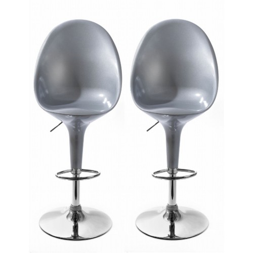 Chaise de bar Egg gris - Lot de 2