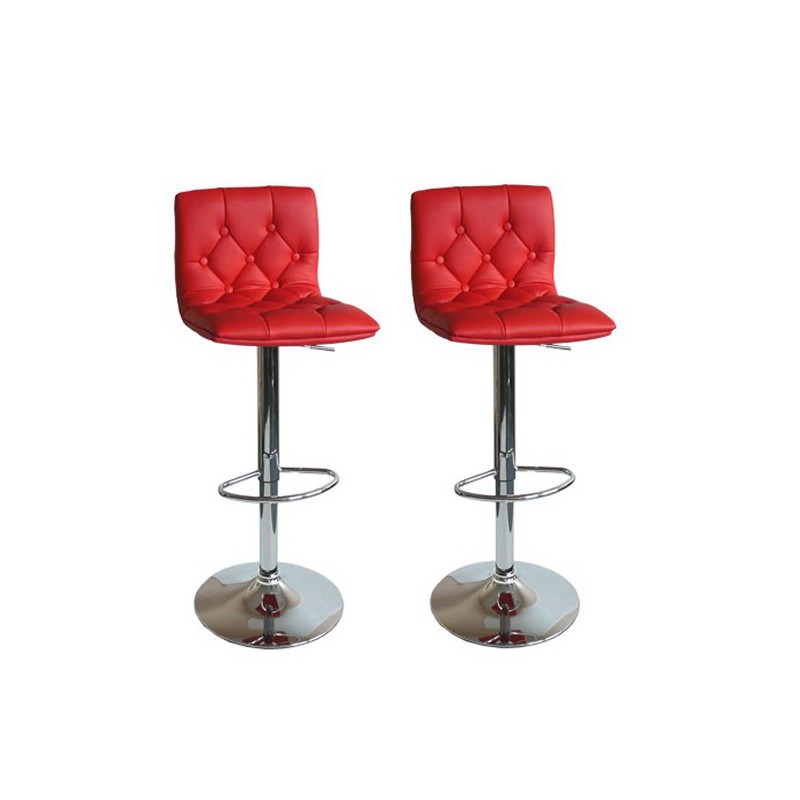 Tabouret de bar Marlone rouge façon cuir - Lot de 2