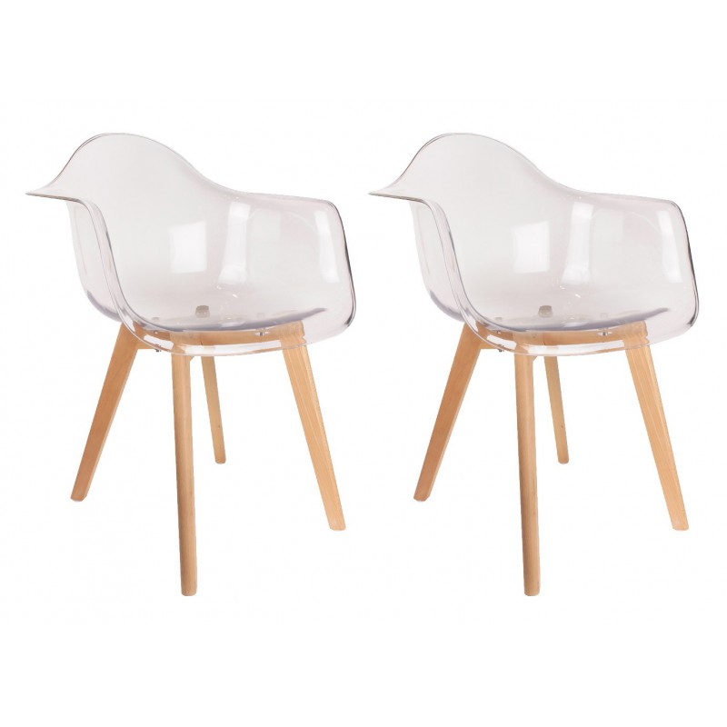 Lot De 2 Chaises Design Scandinaves Pas Cher Pieds Bois Transparent