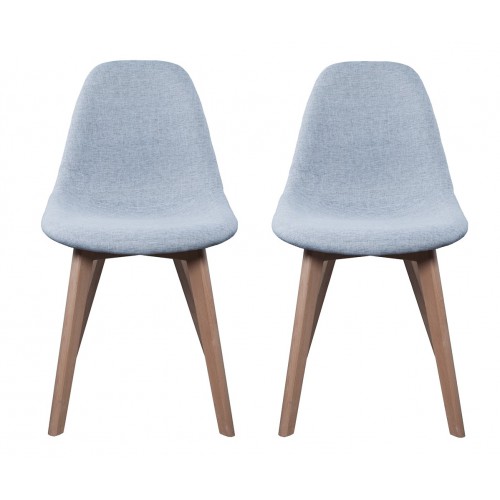 Chaise Scandinave Tissus Gris - Lot de 2