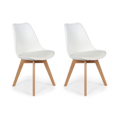 Chaise Scandinave Blanche - Lot de 2