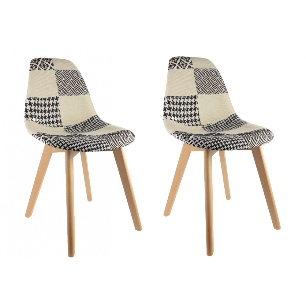 chaise scandinave patchwork nb lot de 2