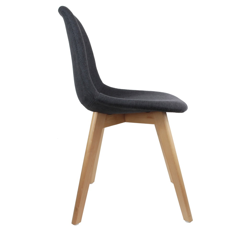 chaise scandinave tissus noir lot de 2