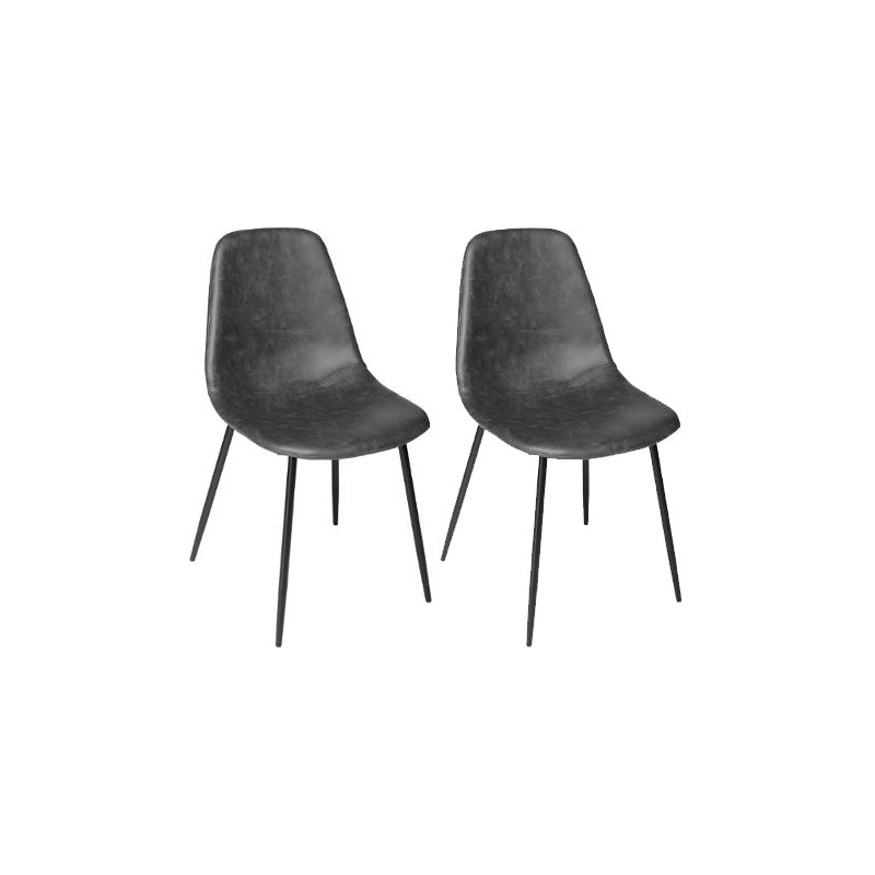 Chaise Vintage Vladi Grise - Lot de 2