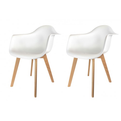 Fauteuil Scandinave Blanc - Lot de 2