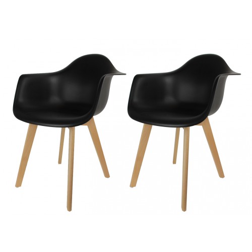 Fauteuil Scandinave Noir - Lot de 2