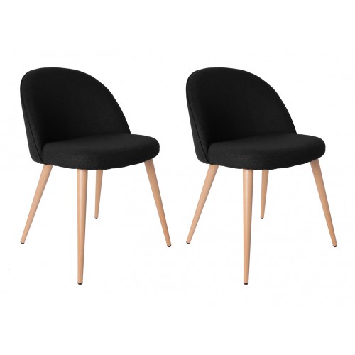 Fauteuil Vintage Feutrine Noir - Lot de 2